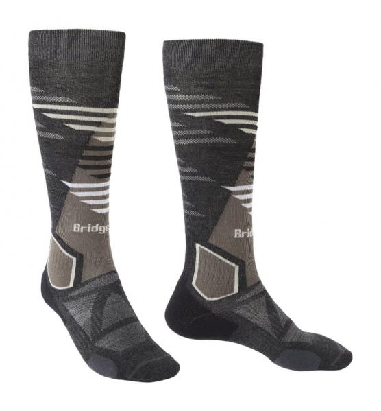 BRIDGEDALE Skarpety narciarskie męskie Lightweight Merino Performance Over Calf graphite/bungee-L