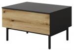 SELSEY Stolik kawowy Lang 60x80 cm z szufladą czarny / dąb evoke