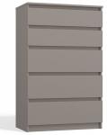 SELSEY Komoda Malwa z pięcioma szufladami 70 cm szara
