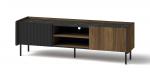 SELSEY Szafka RTV dwudrzwiowa Prestigo z ryflami i półką 150 cm orzech warmia/czarny/san sebastian