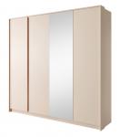 SELSEY Szafa czterodrzwiowa Odesty z drążkiem, półkami i lustrem 220 cm Beżowa
