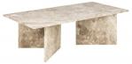 SELSEY Stolik kawowy Hadrum prostokątny jasny marmur na masywnych nogach 140x70x42 cm