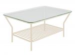 SELSEY Stolik kawowy Preggel 122x62 cm szklany blat/ kremowy stelaż