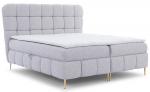 SELSEY Łóżko kontynentalne 180x200 cm Lolly z topperem i pojemnikami jasnoszare plecionka hydrofobowa łatwoczyszcząca