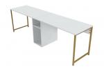 SELSEY Biurko dwuosobowe Obvity 240x60 cm z półkami białe