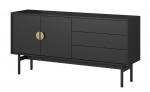 SELSEY Szafka RTV dwudrzwiowa Stoon z trzema szufladami 154 cm Czarna