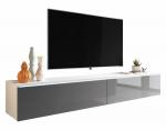 SELSEY Szafka RTV Kane 180 cm biały mat / szary połysk