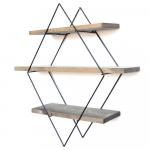 SELSEY Półka Dawras trzypoziomowa 60 cm czarny/orzech