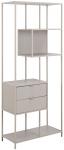 SELSEY Regał Seaford z dwiema szufladami 77 cm beżowy