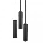 SELSEY Lampa wisząca Tilo x3 czarna z drewnianym pierścieniem