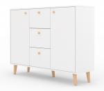 SELSEY Komoda dwudrzwiowa Tallanzi 120 cm biała z bukowymi nóżkami