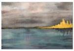 SELSEY Obraz Złote miasto jednoczęściowy 90x60 cm szeroki