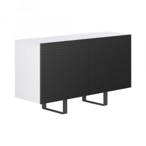 SELSEY Włoska komoda dwudrzwiowa Gondil 110 cm z przetworzonych butelek PET Biały/Czarny