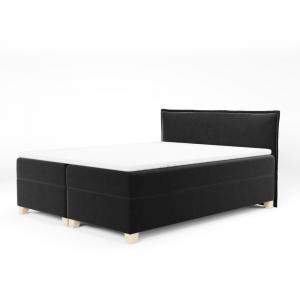SELSEY Łóżko kontynentalne 140x200 cm Froncle z pojemnikami i topperem czarne