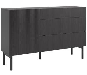 SELSEY Komoda jednodrzwiowa Nolie z trzema szufladami 140 cm Jesion Portland Czarny
