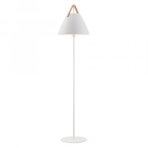 SELSEY Lampa podłogowa Strap 153,7 cm biała ze skórzanym paskiem