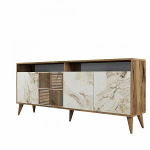 SELSEY Komoda Destur 4-drzwiowa orzech/white marble