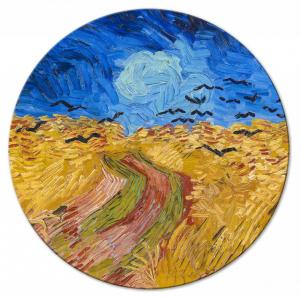 SELSEY Obraz okrągły Pole pszenicy z krukami Vincent van Gogh średnica 80 cm