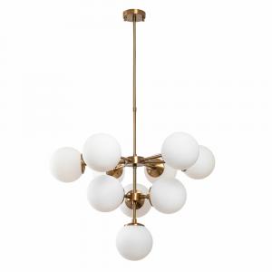 SELSEY Lampa wisząca Horrelf x10 złota/ mleczne klosze