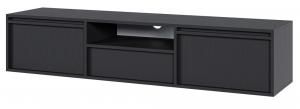 SELSEY Szafka RTV dwudrzwiowa Evo z szufladą wisząca 154 cm Czarna