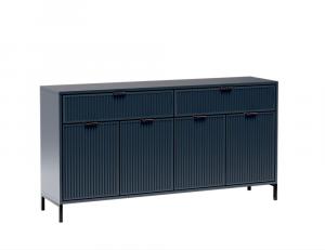 SELSEY Komoda czterodrzwiowa Passimo 165cm z dwoma szufladami ciemny granat