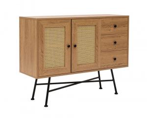 SELSEY Komoda Crattale 120x90 cm z rattanowymi drzwiczkami w kolorze naturalnym