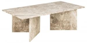 SELSEY Stolik kawowy Hadrum prostokątny jasny marmur na masywnych nogach 140x70x42 cm