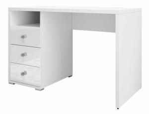 SELSEY Biurko Pavsil 120x50 cm z trzema szufladami białe/biały połysk