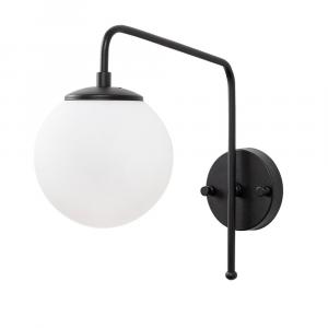 SELSEY Lampa ścienna Inessites 32 cm czarna/ mleczny klosz