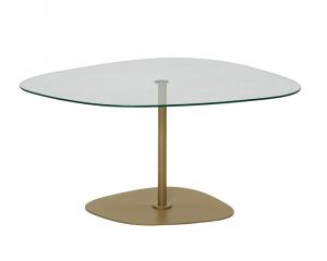 SELSEY Stolik kawowy Pairrever 85x67 cm transparentne szkło/ złota podstawa
