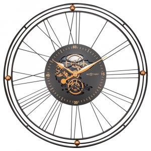SELSEY Zegar ścienny Roman Gear 90 cm czarno-złoty