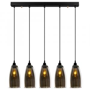 SELSEY Lampa sufitowa Communis x5 83 cm ciemne szkło