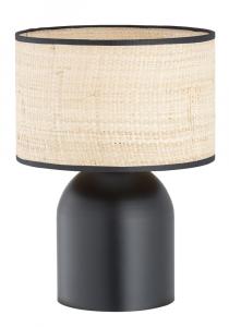 SELSEY Lampka nocna Zingic 35 cm czarna z rattanowym abażurem