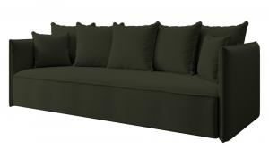 SELSEY Kanapa rozkładana trzyosobowa Calabrio z pojemnikiem velvet oliwkowa łatwoczyszcząca