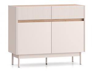 SELSEY Komoda dwudrzwiowa Dunea z dwiema szufladami 104 cm kaszmir/dąb