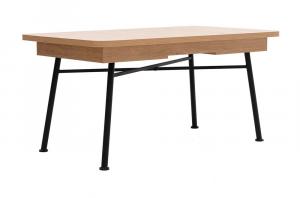 SELSEY Stół Crattale 160x90 cm rozkładany w kolorze naturalnym na czarnych nogach