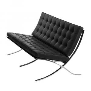 SELSEY Sofa dwuosobowa Barca skóra naturalna czarna