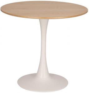 SELSEY Stół Simplet okrągły blat 80 cm biały / dąb naturalny
