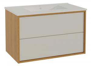 SELSEY Szafka łazienkowa z umywalką Erin 80 cm dąb/biały
