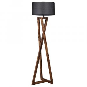 SELSEY Lampa stojąca nowoczesna Klavoir czarna z jasnym drewnem