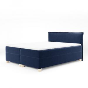 SELSEY Łóżko kontynentalne 180x200 cm Froncle z pojemnikami i topperem granatowe