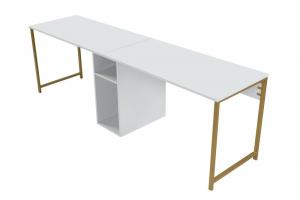 SELSEY Biurko dwuosobowe Obvity 240x60 cm z półkami białe