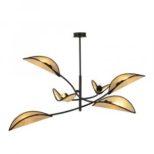 SELSEY Lampa wisząca Farang x6 czarno-rattanowa