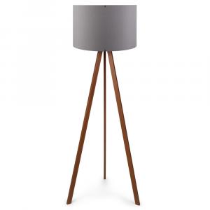 SELSEY Lampa podłogowa Salika szara na brązowym stelażu