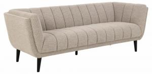 SELSEY Sofa trzyosobowa Ertame beżowa w tkaninie boucle drewno kauczukowe