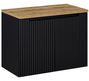 SELSEY Szafka łazienkowa dwudrzwiowa Novia z blatem 80 cm czarna/dąb