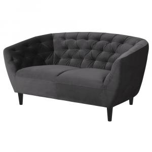 SELSEY Sofa dwuosobowa Buzet ciemnoszary welur