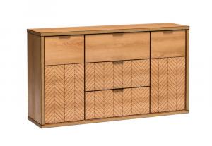 SELSEY Komoda dwudrzwiowa Carmello z szufladami 158 cm dąb karmel