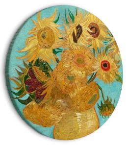 SELSEY Obraz okrągły Wazon z dwunastoma słonecznikami Vincent van Gogh średnica 60 cm