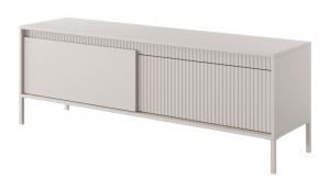 SELSEY Szafka RTV Falsetto dwudrzwiowa z ryflowanym frontem 154 cm beżowa
